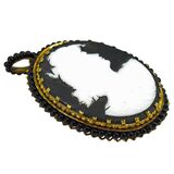 Vintage Signed Czechoslovakia White Molded Glass Cameo Pendant With Black Background – Rare collectible vintage item 