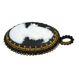 Vintage Signed Czechoslovakia White Molded Glass Cameo Pendant With Black Background – Rare collectible vintage item 