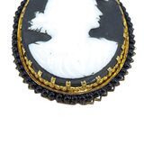 Vintage Signed Czechoslovakia White Molded Glass Cameo Pendant With Black Background – Rare collectible vintage item 