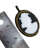 Vintage Signed Czechoslovakia White Molded Glass Cameo Pendant With Black Background – Rare collectible vintage item 
