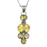 Large Yellow Quartz Artisan Pendant Necklace Bezel Set Open Back Statement – Studio made / small batch item  - Estate find