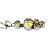 Large Yellow Quartz Artisan Pendant Necklace Bezel Set Open Back Statement – Studio made / small batch item  - Estate find