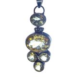 Large Yellow Quartz Artisan Pendant Necklace Bezel Set Open Back Statement – Studio made / small batch item  - Estate find
