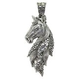 SARDA Sterling Silver Horse Head Pendant Ornate Filigree Equestrian 2.5" – Collectible designer item - retired