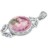 Sarda Carved Pink Rhodochrosite Horse Pendant Sterling Silver 925 Statement – Collectible Item - Estate find