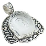 Samuel B. Sculptural Rock Crystal Buddha Sterling Silver Pendant Balinese Style – Collectible Item - Estate find