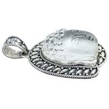 Samuel B. Sculptural Rock Crystal Buddha Sterling Silver Pendant Balinese Style – Collectible Item - Estate find