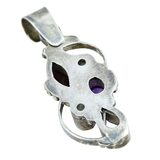 Artisan Tested Silver Pendant With Amethyst Moonstone And Garnet Bezel Set 1.75" – Studio made / small batch item  - Estate find