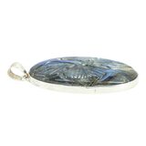 Large Oval Labradorite Cabochon Pendant With Carved Leaves 2.25" – Estate Find