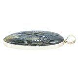 Large Oval Labradorite Cabochon Pendant With Carved Leaves 2.25" – Estate Find
