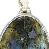 Large Oval Labradorite Cabochon Pendant With Carved Leaves 2.25" – Estate Find
