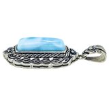 BBJ 925 Sterling Silver Larimar Bar Pendant Ornate Braded Scroll Frame 1.75” – Estate Find