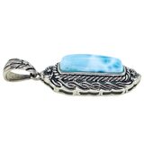 BBJ 925 Sterling Silver Larimar Bar Pendant Ornate Braded Scroll Frame 1.75” – Estate Find