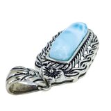 BBJ 925 Sterling Silver Larimar Bar Pendant Ornate Braded Scroll Frame 1.75” – Estate Find