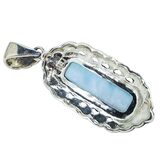 BBJ 925 Sterling Silver Larimar Bar Pendant Ornate Braded Scroll Frame 1.75” – Estate Find