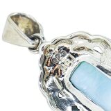 BBJ 925 Sterling Silver Larimar Bar Pendant Ornate Braded Scroll Frame 1.75” – Estate Find