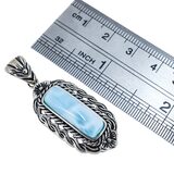 BBJ 925 Sterling Silver Larimar Bar Pendant Ornate Braded Scroll Frame 1.75” – Estate Find