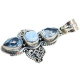 PTI India 925 Sterling Silver Larimar & Blue Topaz Cross Pendant 1.5” – Estate Find