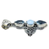 PTI India 925 Sterling Silver Larimar & Blue Topaz Cross Pendant 1.5” – Estate Find