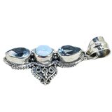 PTI India 925 Sterling Silver Larimar & Blue Topaz Cross Pendant 1.5” – Estate Find