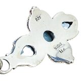 PTI India 925 Sterling Silver Larimar & Blue Topaz Cross Pendant 1.5” – Estate Find