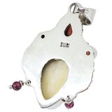 Y2K Balinese 925 Sterling Silver Garnet Carved Goddess Face Pendant 1.5" – Studio made / small batch item  - Estate find