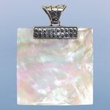 Samuel B. Large Mother of Pearl Sterling Silver Pendant 2” Artisan Bali Style – Estate Find