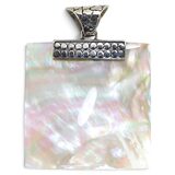 Samuel B. Large Mother of Pearl Sterling Silver Pendant 2” Artisan Bali Style – Estate Find