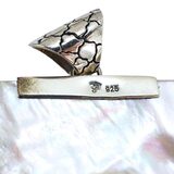 Samuel B. Large Mother of Pearl Sterling Silver Pendant 2” Artisan Bali Style – Estate Find