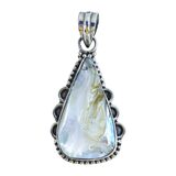 925 Vintage Artisan Sterling Silver Keshi Pearl Pendant 1.75” Organic Teardrop – OOAK - Unique one of a kind artisan item