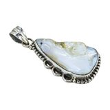 925 Vintage Artisan Sterling Silver Keshi Pearl Pendant 1.75” Organic Teardrop – OOAK - Unique one of a kind artisan item