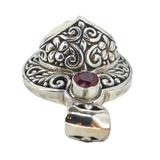 Carved White Coral Face Mask Pendant In Ornate Sterling Silver Setting – Studio made / small batch item  - Estate find