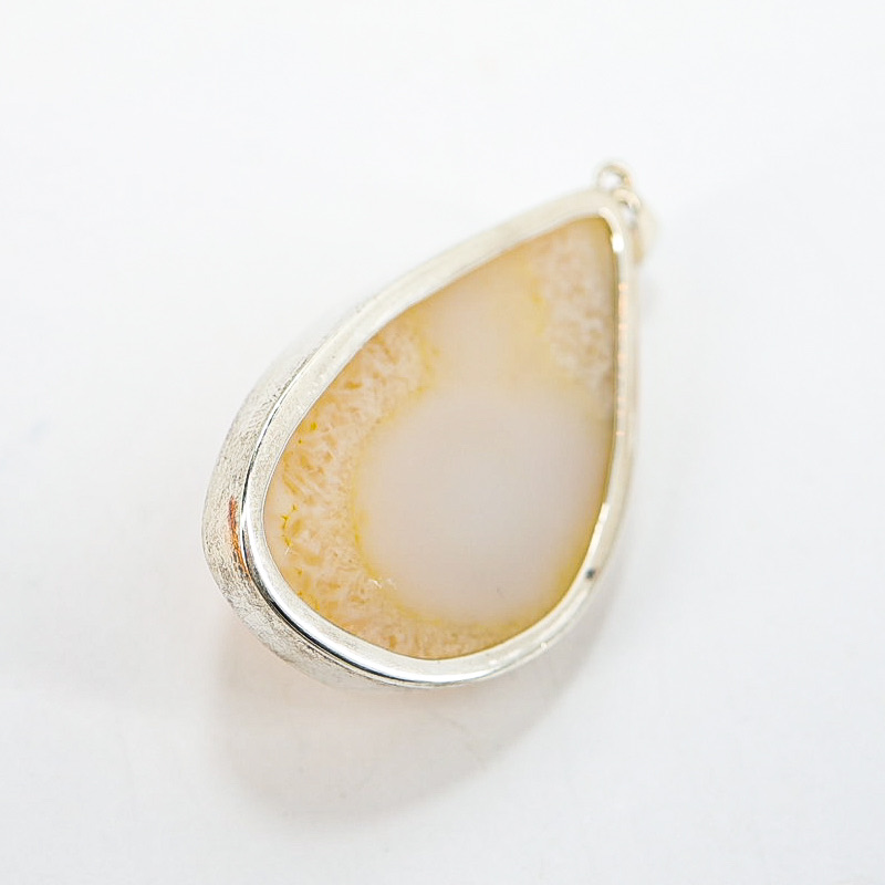 Yellow Druzy Agate Organic Freeform Modernist Pendant in Sterling Silver image 2