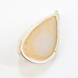 Yellow Druzy Agate Organic Freeform Modernist Pendant in Sterling Silver – Studio made / small batch item  - Estate find