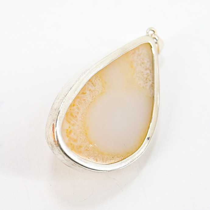 Yellow Druzy Agate Organic Freeform Modernist Pendant in Sterling Silver image 3