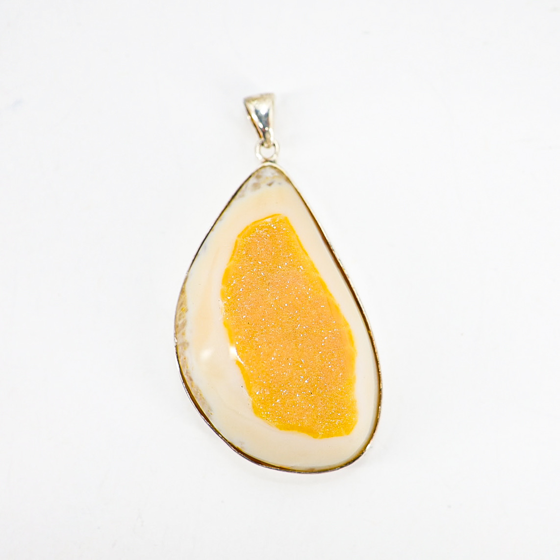 Yellow Druzy Agate Organic Freeform Modernist Pendant in Sterling Silver image 7