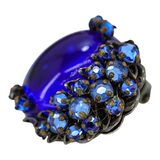 Miriam Haskell Cobalt Blue Cabochon And Rhinestone Earrings 1950s – Rare collectible vintage item 