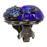 Miriam Haskell Cobalt Blue Cabochon And Rhinestone Earrings 1950s – Rare collectible vintage item 
