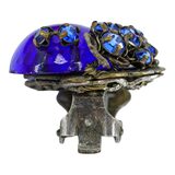 Miriam Haskell Cobalt Blue Cabochon And Rhinestone Earrings 1950s – Rare collectible vintage item 