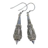 Ornate Artisan Silverwork Sterling Silver Dangle Drop Earrings Large – OOAK - Unique one of a kind artisan item