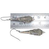 Ornate Artisan Silverwork Sterling Silver Dangle Drop Earrings Large – OOAK - Unique one of a kind artisan item