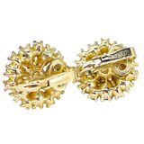 Crown Trifari Topaz Light Green And AB Rhinestone Cluster Earrings 3/4 in – Collectible vintage designer item