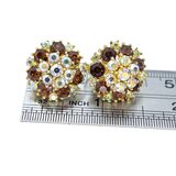 Crown Trifari Topaz Light Green And AB Rhinestone Cluster Earrings 3/4 in – Collectible vintage designer item