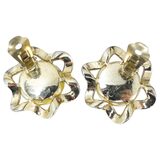 REJA Vintage Gold Tone Faux Pearl Clip Earrings 1.25” Sculptural Mid Century – Rare collectible vintage item 