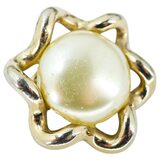 REJA Vintage Gold Tone Faux Pearl Clip Earrings 1.25” Sculptural Mid Century – Rare collectible vintage item 