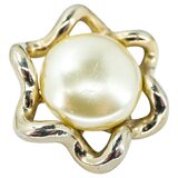 REJA Vintage Gold Tone Faux Pearl Clip Earrings 1.25” Sculptural Mid Century – Rare collectible vintage item 