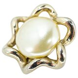 REJA Vintage Gold Tone Faux Pearl Clip Earrings 1.25” Sculptural Mid Century – Rare collectible vintage item 