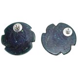 Blue Moon Bakelite & Faux Pearls Pierced Earrings Marbled Swirls Translucent Green – Rare collectible vintage item 