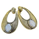 Vintage Wells Sterling  Earrings Textured Vermeil Australian Opal Oval Drop – Collectible vintage designer item