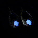Vintage Wells Sterling  Earrings Textured Vermeil Australian Opal Oval Drop – Collectible vintage designer item